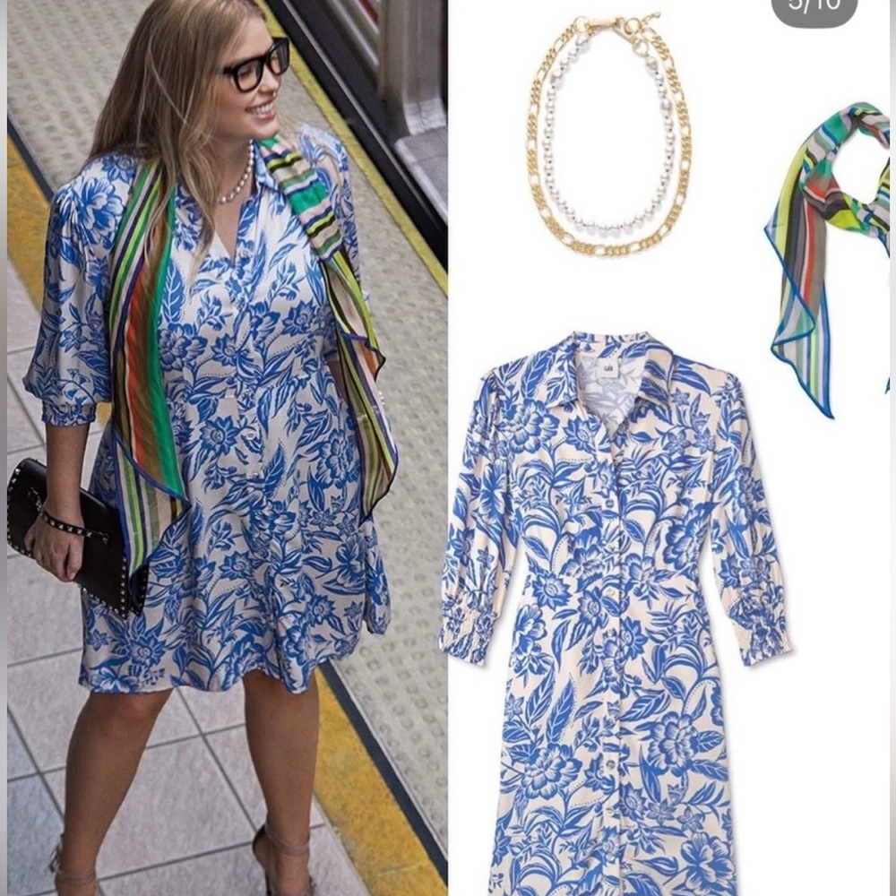 Cabi Athena Dress - #6149 Blue flower print Size Medium - Picture 3 of 6